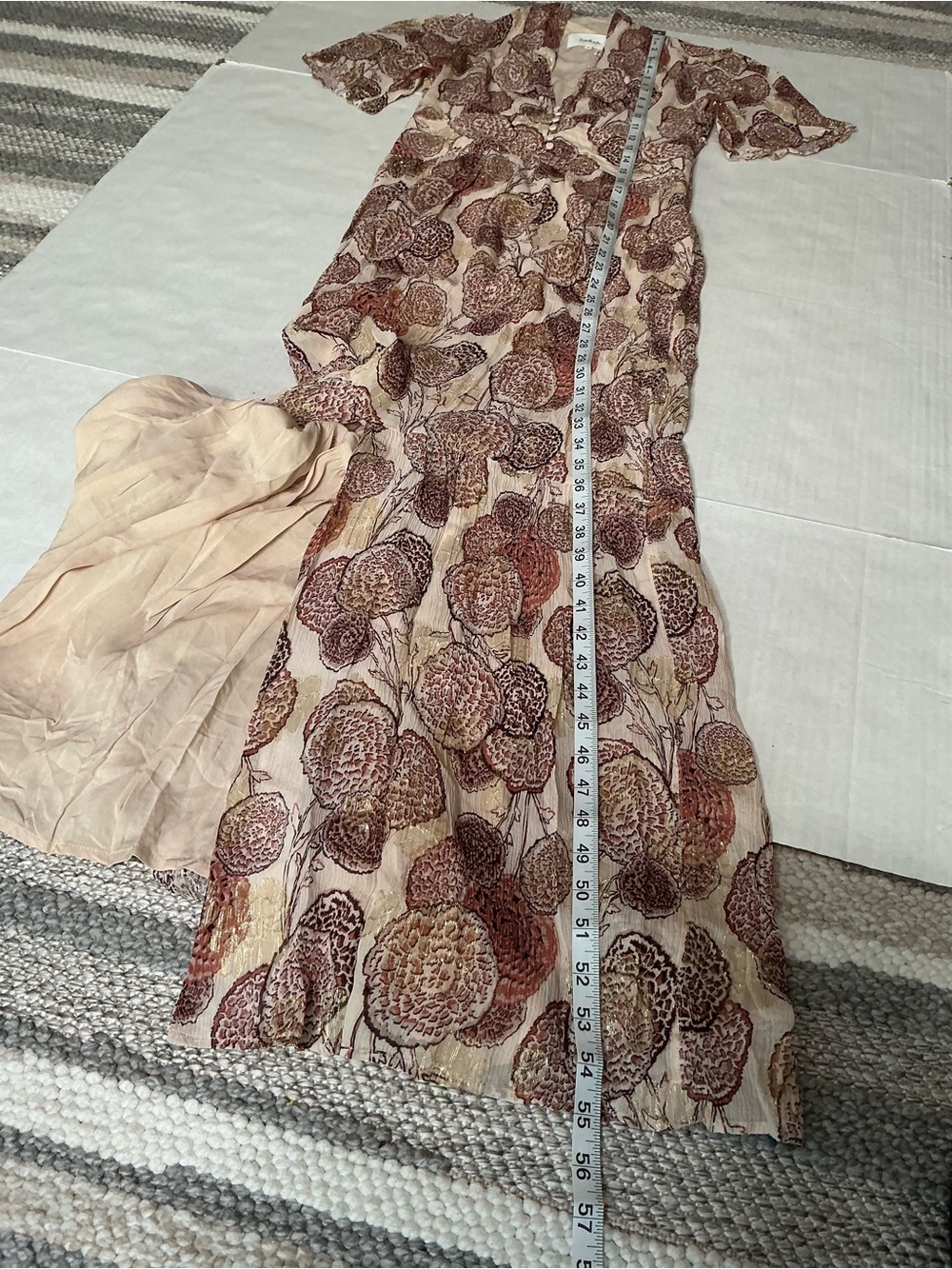 ba&sh Cream Maxi Dress with Brown Floral Print - Picture 14 of 16